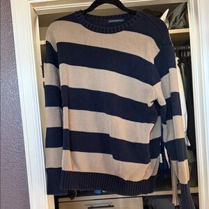 Navy and Tan Striped Sweater